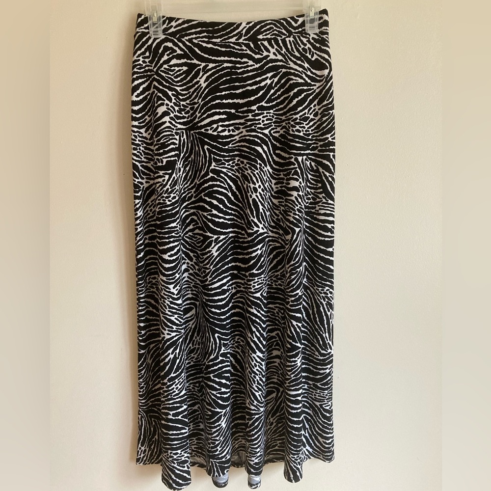 N.W.D Zebra Print Vintage Maxi Skirt Elastic Waistband Size Medium